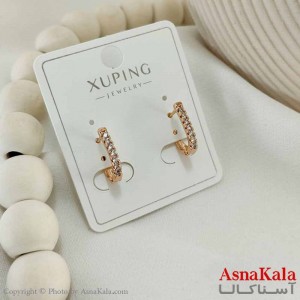 گوشواره حلقه ای زنانه مدل خطی نگین ژوپینگ کد GSH15801W