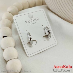 گوشواره حلقه ای زنانه مدل گرد نقره ای ژوپینگ کد GSH15802W