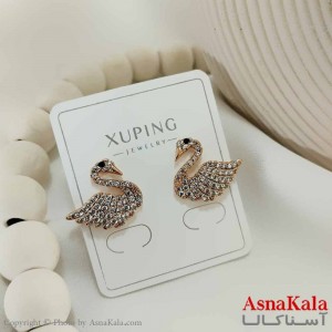 گوشواره میخی زنانه مدل قو طلایی ژوپینگ کد GSH15814W