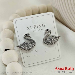 گوشواره میخی زنانه مدل قو نقره ای ژوپینگ کد GSH15815W