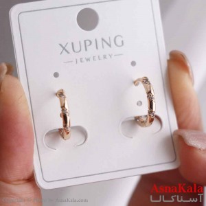 گوشواره حلقه ای زنانه مدل پیچی نگین ژوپینگ کد GSH15827W