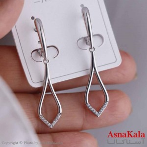 گوشواره حلقه ای زنانه مدل آویز نقره ای  ژوپینگ کد GSH15840W