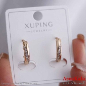 گوشواره حلقه ای زنانه مدل هلالی نگینی ژوپینگ کد GSH15850W