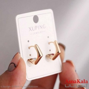 گوشواره حلقه ای زنانه مدل چند ضلعی طلایی ژوپینگ کد GSH15852W