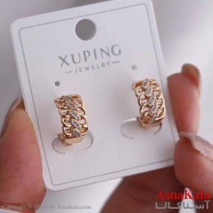 گوشواره حلقه ای زنانه مدل پیجی نگینی ژوپینگ کد GSH15865W