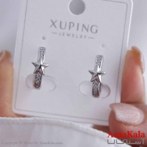 گوشواره حلقه ای زنانه مدل ستاره مینیمال نقره ای ژوپینگ کد GSH15867W