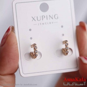 گوشواره حلقه ای زنانه مدل گرد نگینی ژوپینگ کد GSH15879W