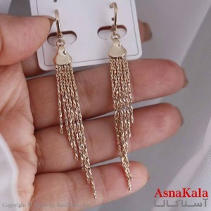 گوشواره حلقه ای زنانه مدل آویز ریسه ای ژوپینگ کد GSH15882W