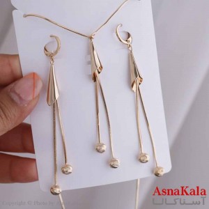 نیم ست زنانه ژوپینگ مدل گوی طلایی شامل گوشواره و گردنبند کد NIM14635W