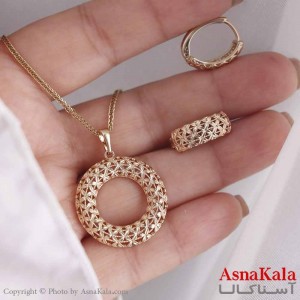 نیم ست زنانه ژوپینگ مدل گل شامل گوشواره و گردنبند و دستبند و انگشتر کد NIM14637W