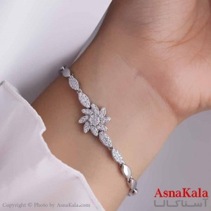 دستبند دخترانه مینیمال مدل  گل نگینی کد DSB18720W