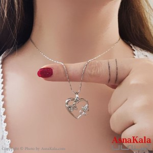 گردنبند ژوپینگ مینیمال دخترانه مدل قلب نقره ای  کد GNB161078W