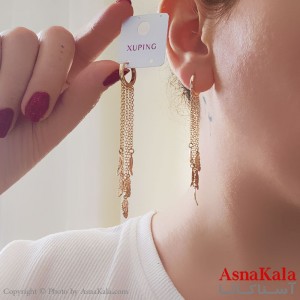 گوشواره حلقه ای زنانه مدل آویز برگ ژوپینگ کد GSH15885W
