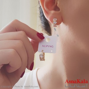 گوشواره حلقه ای زنانه مدل مینیمال نگینی ژوپینگ کد GSH15887W