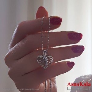 گردنبند ژوپینگ مینیمال دخترانه مدل قلب نقره ای کد GNB161106W