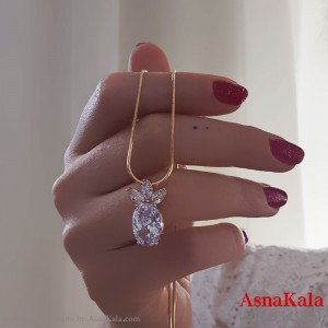 گردنبند ژوپینگ مینیمال دخترانه مدل نگین تاج دار کد GNB161108W