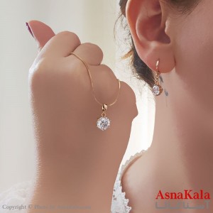 نیم ست زنانه ژوپینگ مدل تک نگین شامل گوشواره و گردنبند کد NIM14664W
