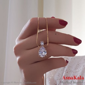 گردنبند ژوپینگ مینیمال دخترانه مدل اشک سفید کد GNB161116W