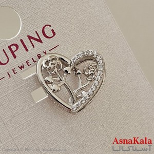 گردنبند ژوپینگ دخترانه مدل قلب گل نقره ای کد GNB161119W