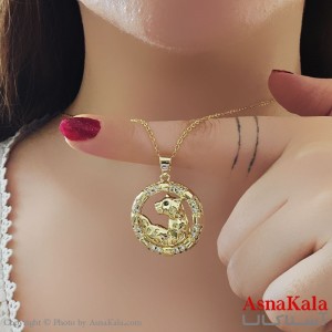 گردنبند استیل دخترانه مدل ببر نگینی کد GNB161124W