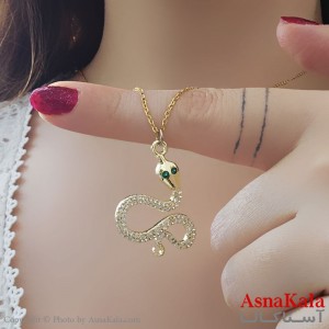 گردنبند استیل دخترانه مدل مار نگینی کد GNB161132W