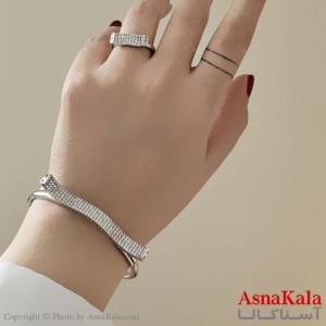 نیم ست زنانه ژوپینگ مدل هلالی فول نگین شامل دستنبد و انگشتر کد NIM14666W