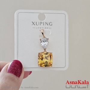 گردنبند ژوپینگ دخترانه مدل نگین مربع زرد کد GNB161136W