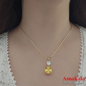 گردنبند نگین مربع زرد XUPING