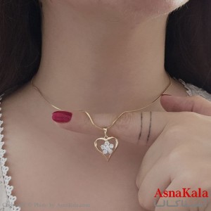 گردنبند قلب تک نگین شوپینگ