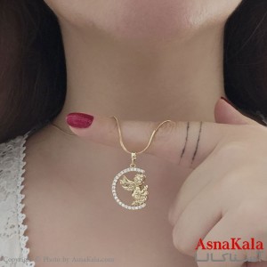گردنبند ژوپینگ دخترانه مدل هلال فرشته کد GNB161142W