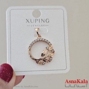 گردنبند ژوپینگ دخترانه مدل حلقه برگ نگینی کد GNB161145W