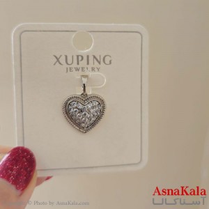 گردنبند ژوپینگ دخترانه مدل قلب فول نگین کد GNB161157W