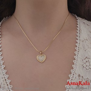 گردنبند  قلب فول نگین طلایی شوپینگ