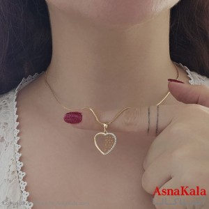گردنبند قلب حصیری نگینی