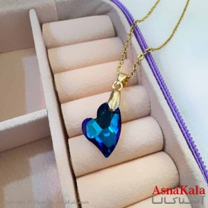 گردنبند استیل دخترانه مدل قلب آبی کد GNB161174W