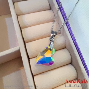 گردنبند استیل دخترانه مدل قلب رنگی کد GNB161178W