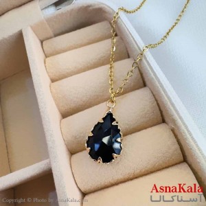 گردنبند استیل دخترانه مدل اشک مشکی کد GNB161180W