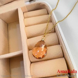 گردنبند استیل دخترانه مدل اشک نارنجی کد GNB161181W