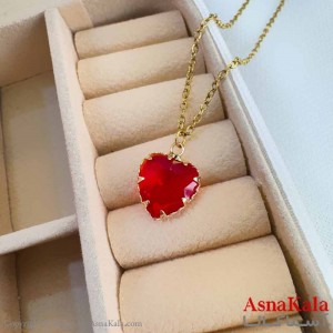 گردنبند استیل دخترانه مدل قلب قرمز کد GNB161186W