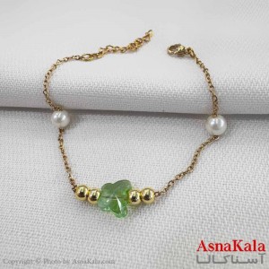 دستبند دخترانه مینیمال مدل  سنگ پروانه سبز کد DSB18757W