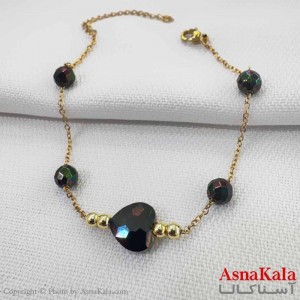 دستبند دخترانه مینیمال مدل قلب مشکی کد DSB18761W