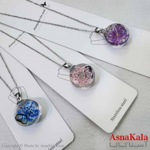 گردنبند استیل دخترانه مدل رزین گل کد GNB161197W