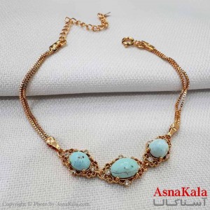 دستبند زنانه شیک مدل فیروزه نگینی کد DSB18764W