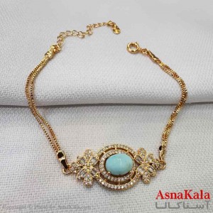 دستبند زنانه شیک مدل سنگ فیروزه  کد DSB18766W