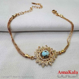 دستبند زنانه شیک مدل سنگ فیروزه فول نگین کد DSB18767W