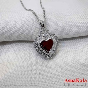 گردنبند استیل دخترانه مدل قلب فول نگین کد GNB161203W