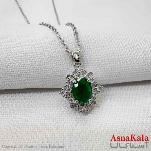 گردنبند استیل دخترانه مدل نگین سبز کد GNB161205W