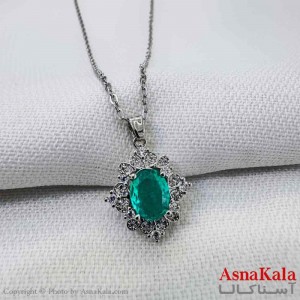 گردنبند استیل دخترانه مدل سنگ سبز نگینی کد GNB161210W