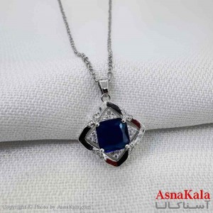 گردنبند استیل دخترانه مدل مثلث سنگ آبی کد GNB161211W