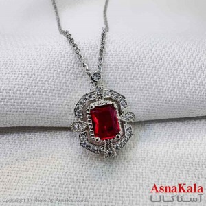 گردنبند استیل دخترانه مدل یاقوت قرمز کد GNB161212W